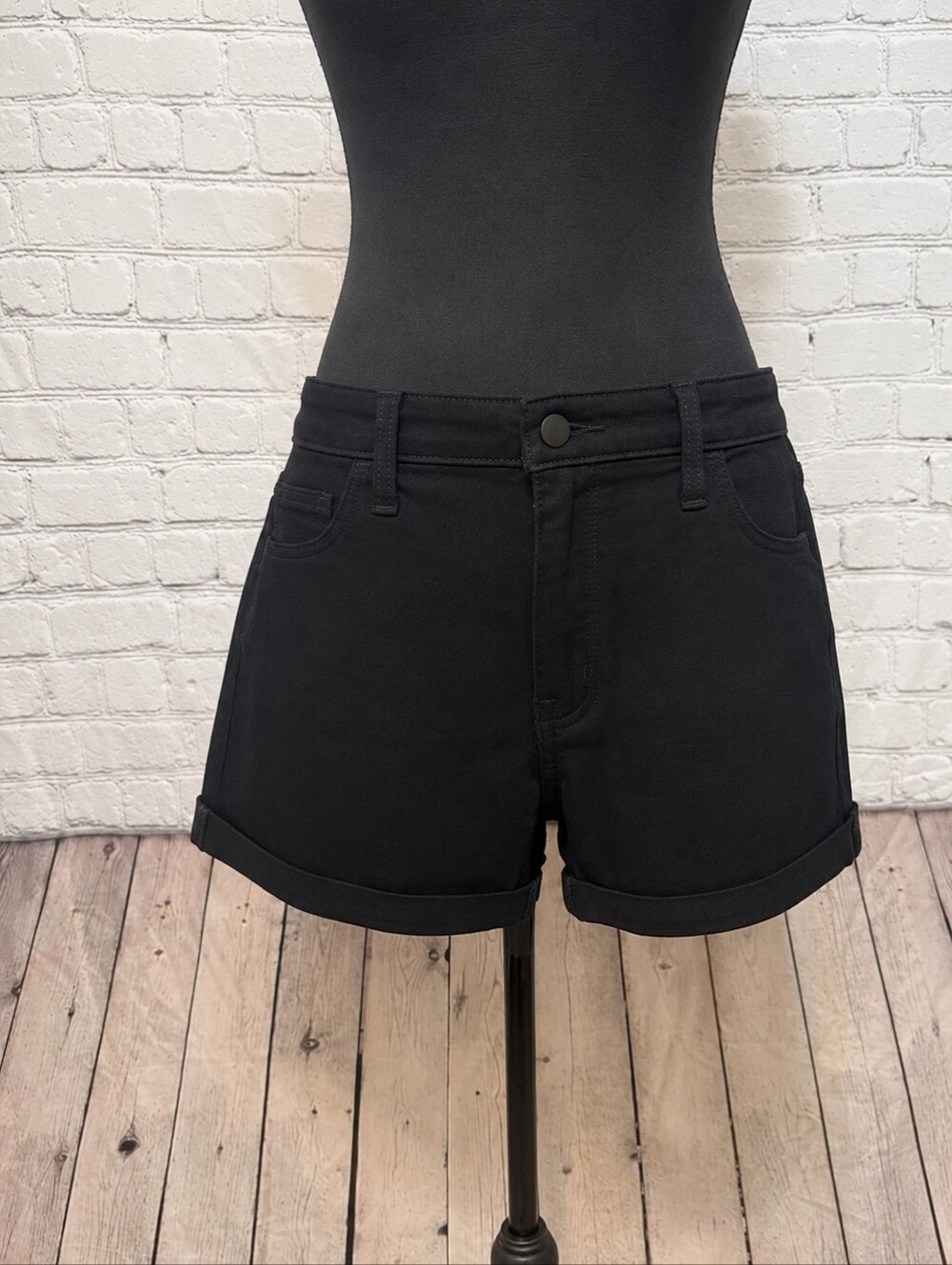 Universal Thread Black Denim Roll-Cuff Shorts